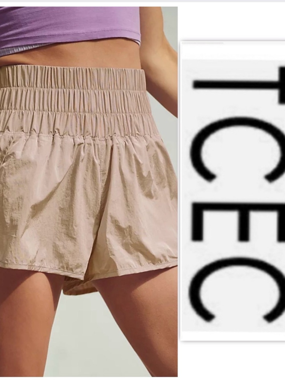 TCEC Clay Casual Windbreaker Smocked Waistband Running Active Gym Shorts